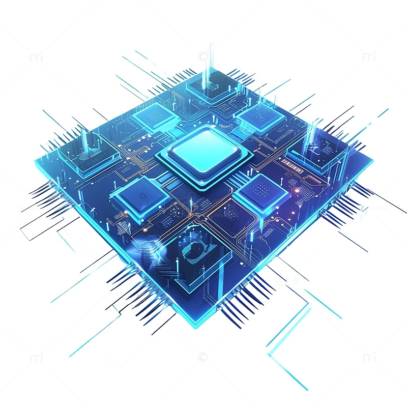 蓝色卡通未来科技芯片电路板
