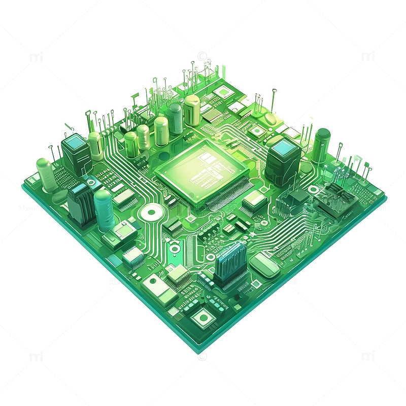 绿色卡通未来科技芯片电路板