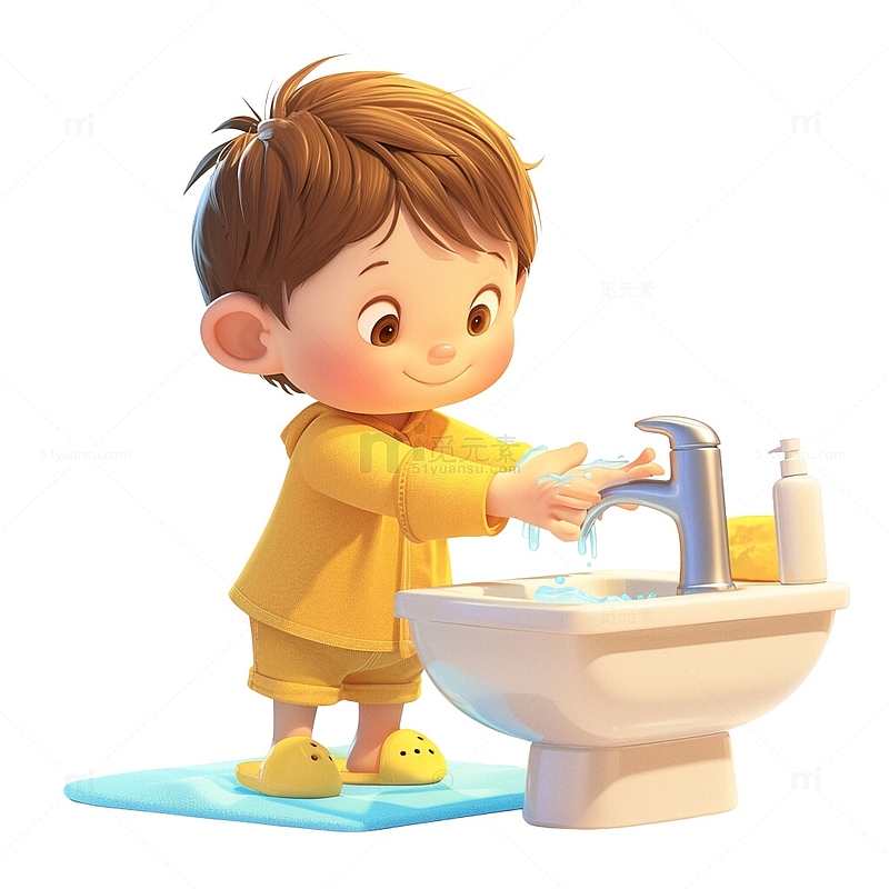 可爱小男孩洗手卫生洗手世界卫生日