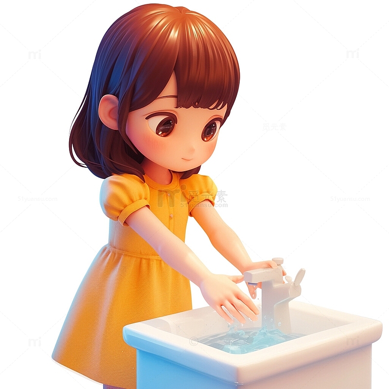 可爱小女孩洗手卫生洗手世界卫生日