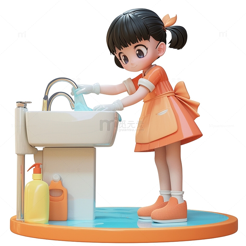 可爱小女孩洗手卫生洗手世界卫生日2