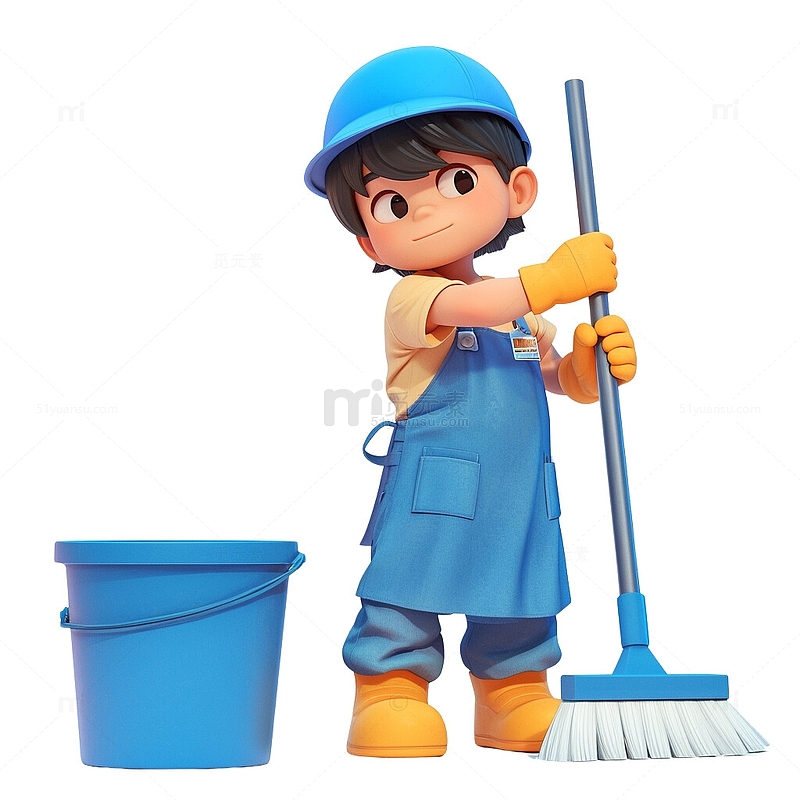 男孩小清洁工爱护地球卡通插画3