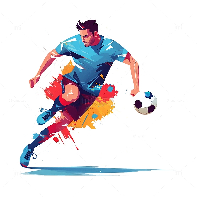 创意色彩卡通运动员足球