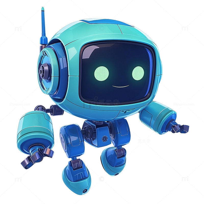 可爱蓝色未来科技机器人