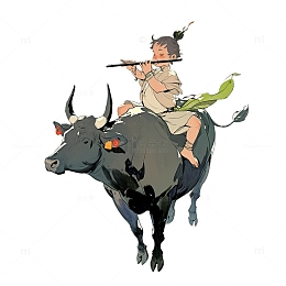 潇洒的牧童骑牛
