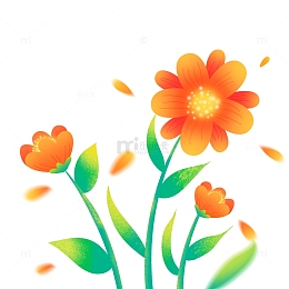 春天手绘卡通花朵插画元素