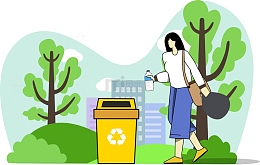 垃圾分类环保城市人物插画