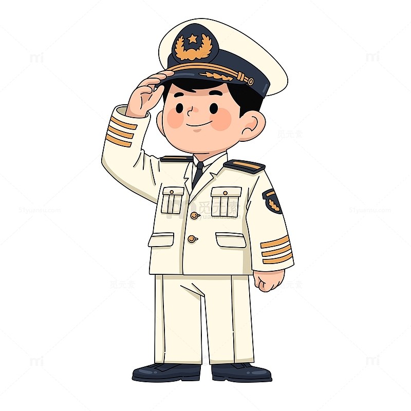 中国海军军人卡通人物插画