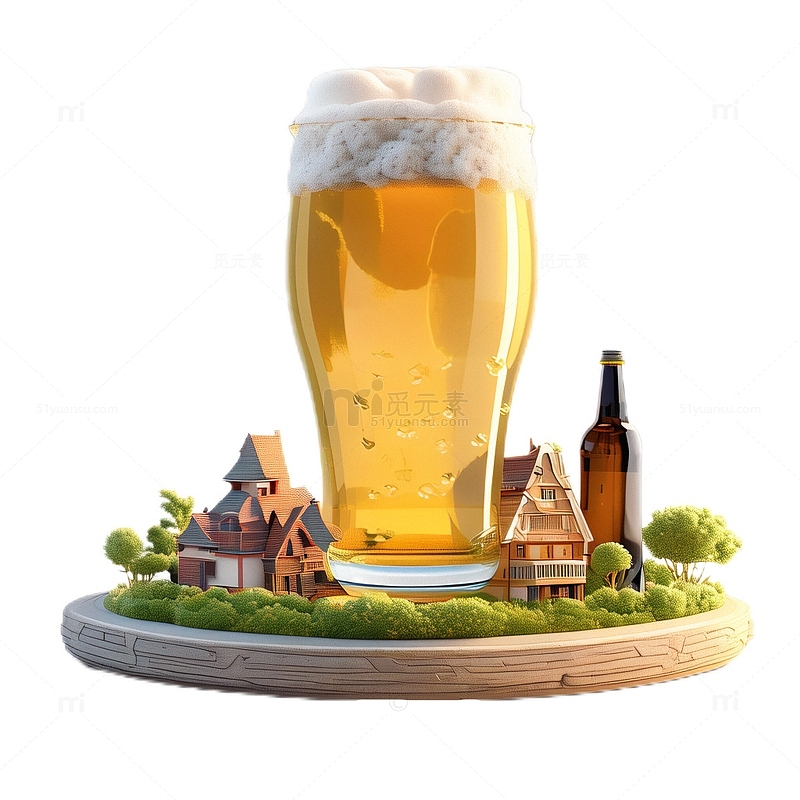 3D立体卡通啤酒饮品酒场景