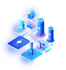 大数据可视化企业蓝白色3D图标icon