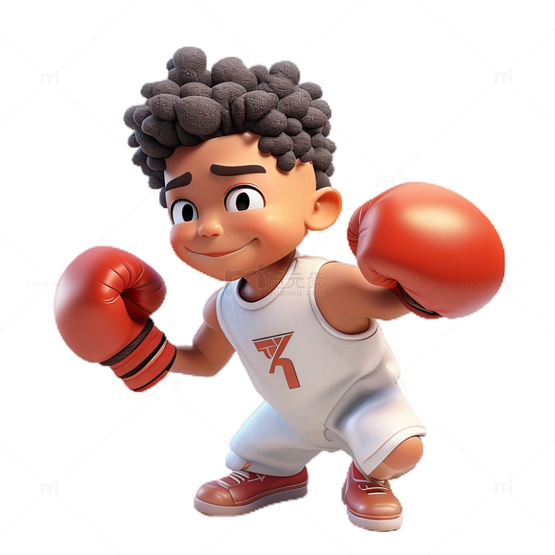 3D立体卡通男孩拳击健身