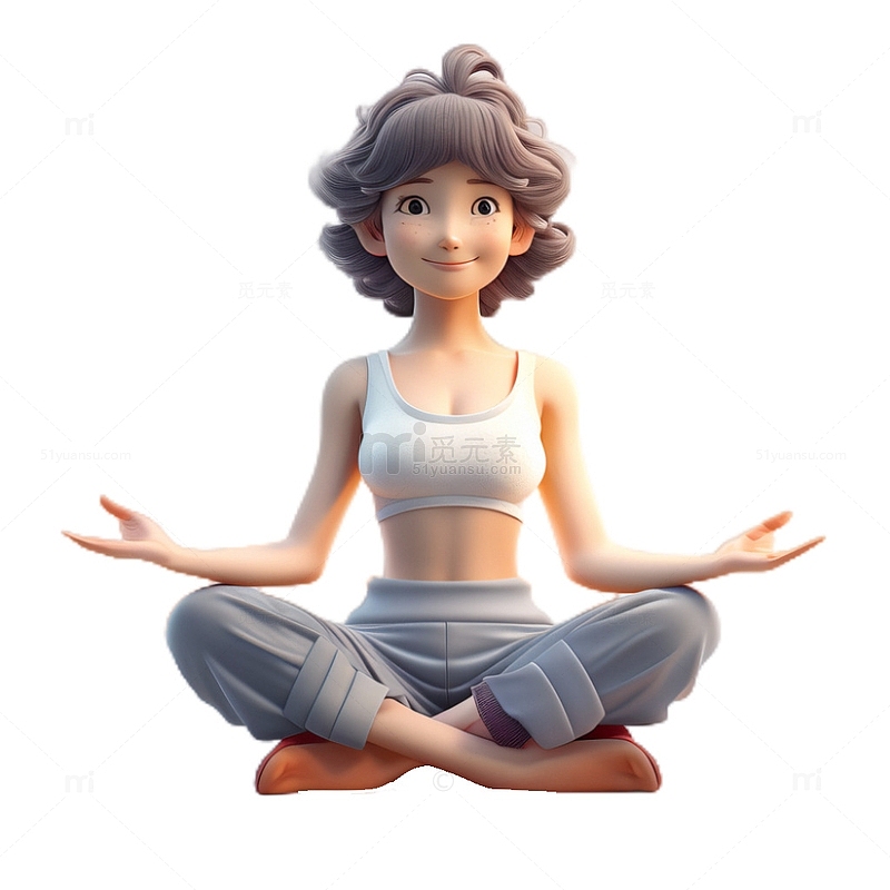 3D立体卡通瑜伽女孩健身