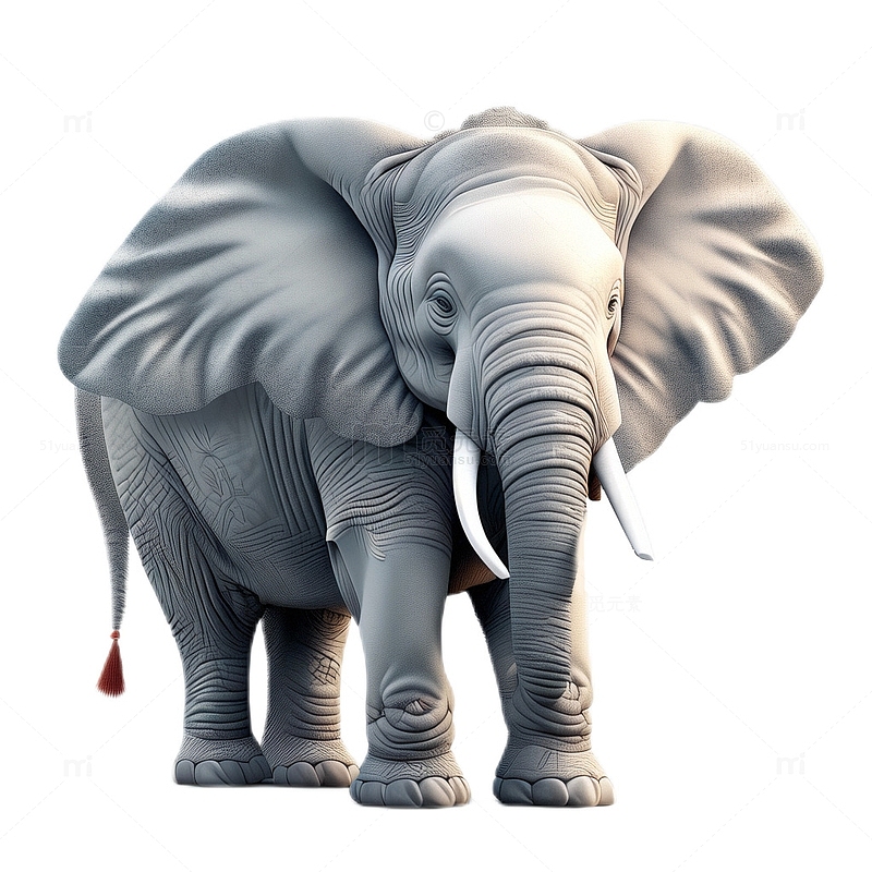 3D立体卡通大象动物野生象牙