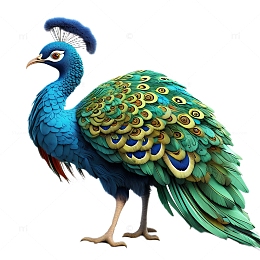 3D立体卡通孔雀动物羽毛