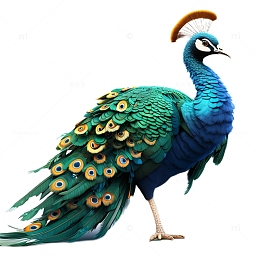 3D立体卡通孔雀动物羽毛傣族优雅