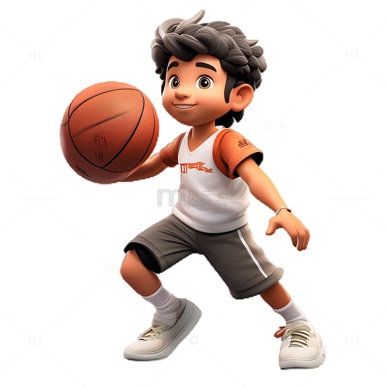 3D立体卡通打篮球运动青春