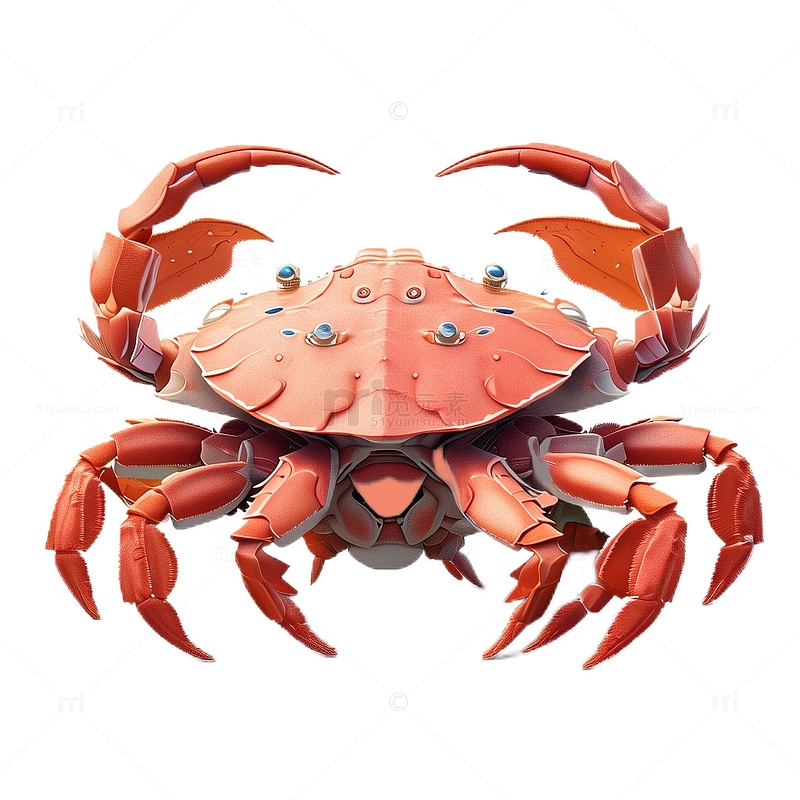 3D立体卡通动物螃蟹大闸蟹