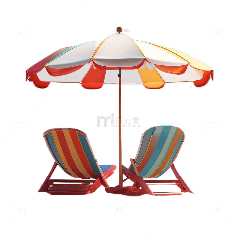 3D立体卡通遮阳伞沙滩夏日躺椅