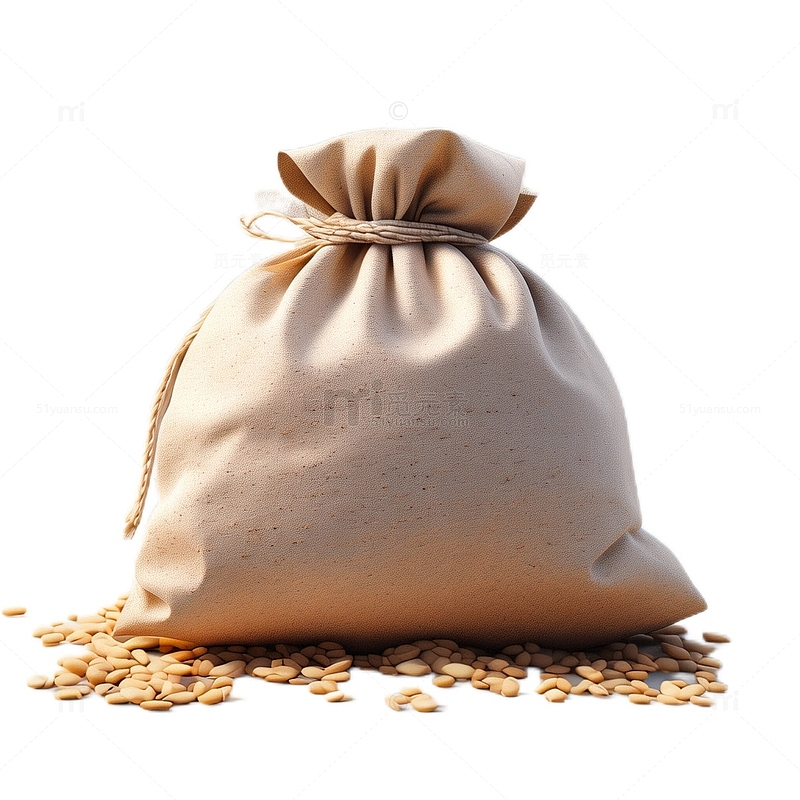 3D立体卡通粮食麻袋小麦米