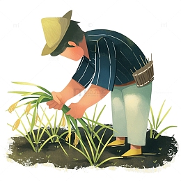 农民春耕卡通插画素材