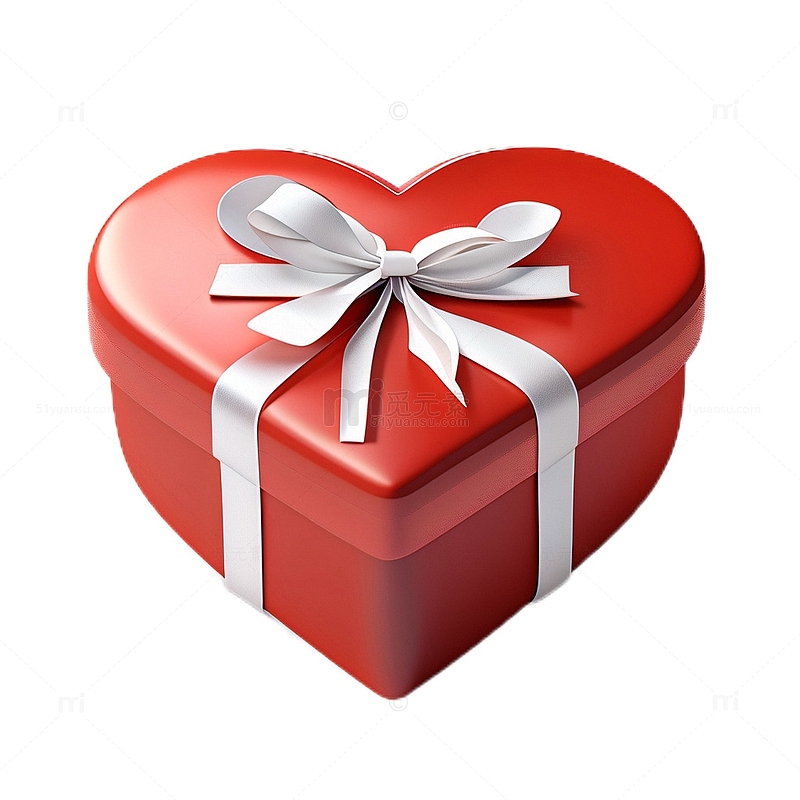 3D立体卡通礼物盒红色爱心