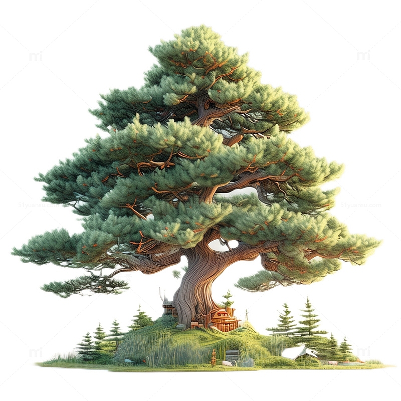 3D立体卡通松树植物树木