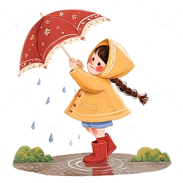 谷雨可爱卡通人物元素