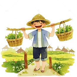 卡通插画风格农民人物素材