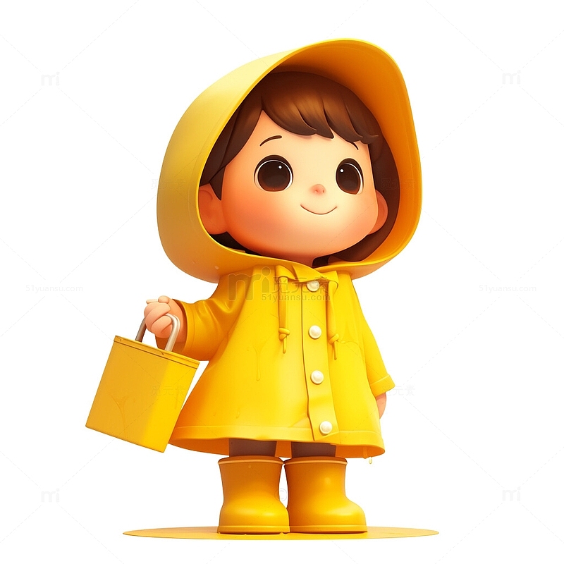 谷雨季节穿着雨衣的小孩