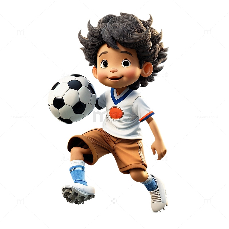 3D立体卡通足球男孩运动