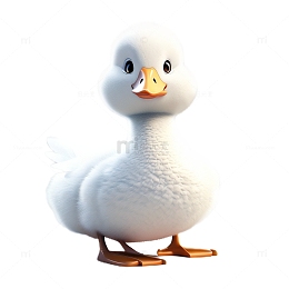 3D立体卡通鹅家禽白色羽毛
