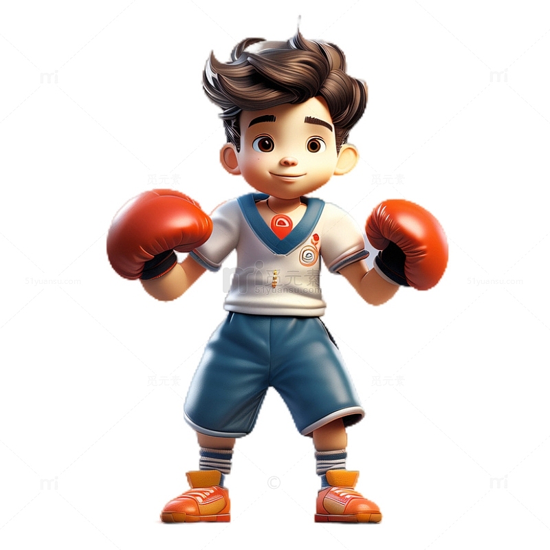 3D立体卡通小男孩拳击健身