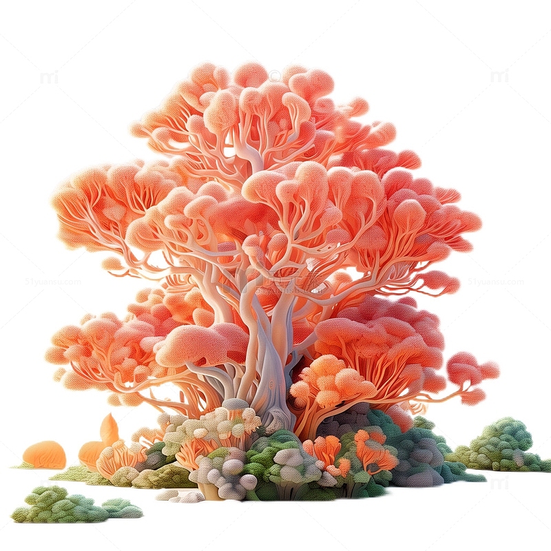 3D立体卡通珊瑚海底植物