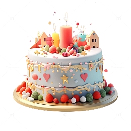 3D立体卡通生日蛋糕祝福甜品
