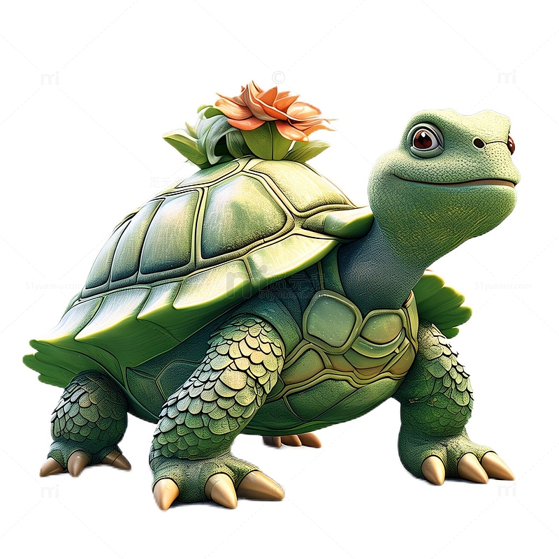3D立体卡通可爱乌龟动物绿壳