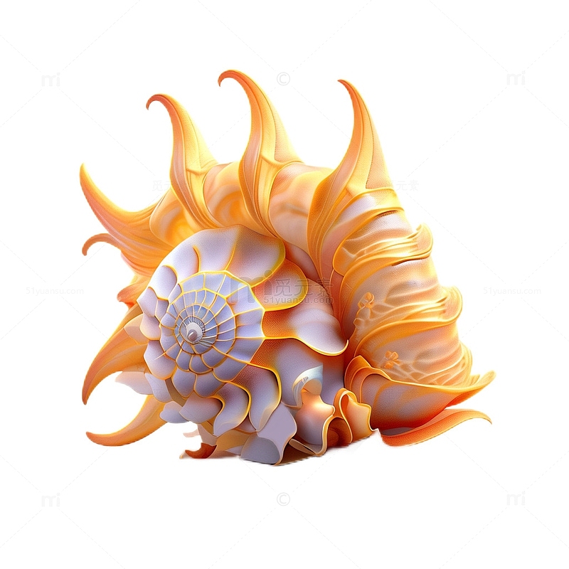 3D立体卡通贝壳海边海螺