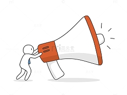 卡通小人拿着喇叭宣传