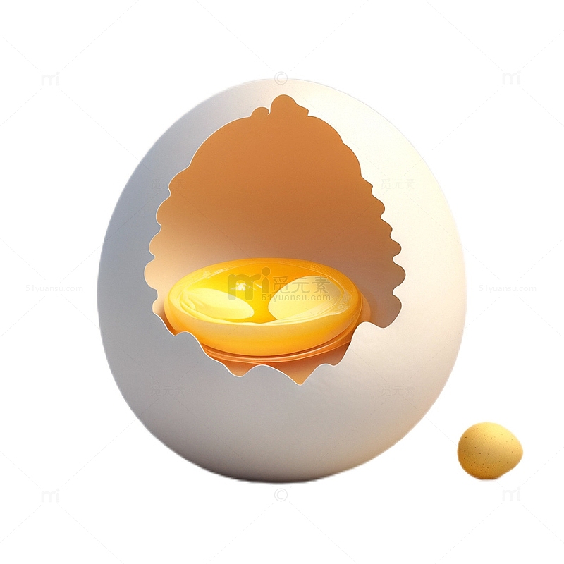 3D立体卡通鸡蛋碎裂食物蛋壳