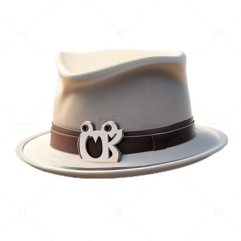 3D立体卡通礼帽帽子米白色