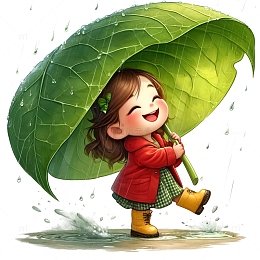 卡通谷雨雨水节气人物