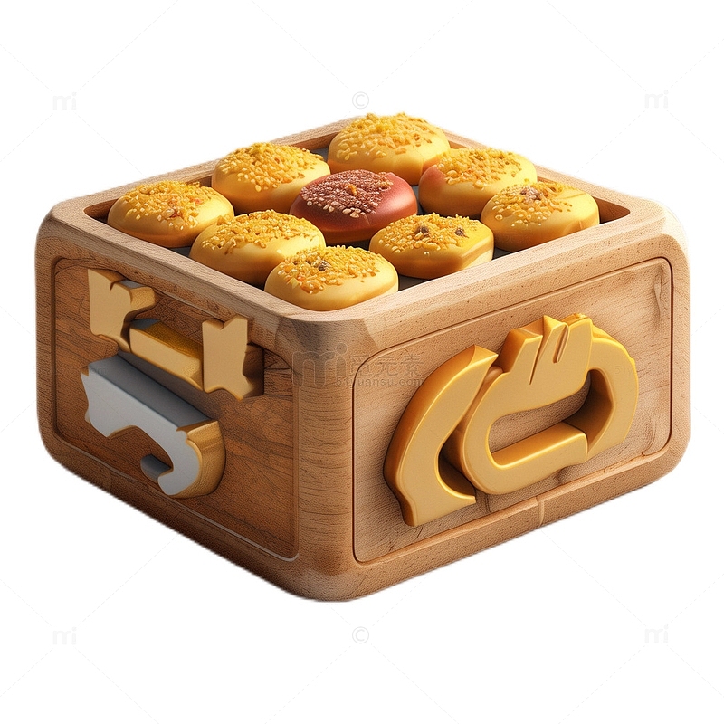 3D立体卡通桃酥木盒礼品盒