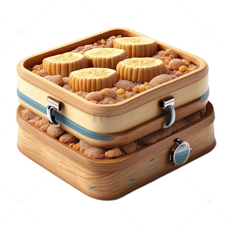 3D立体卡通桃酥木盒食盒甜点