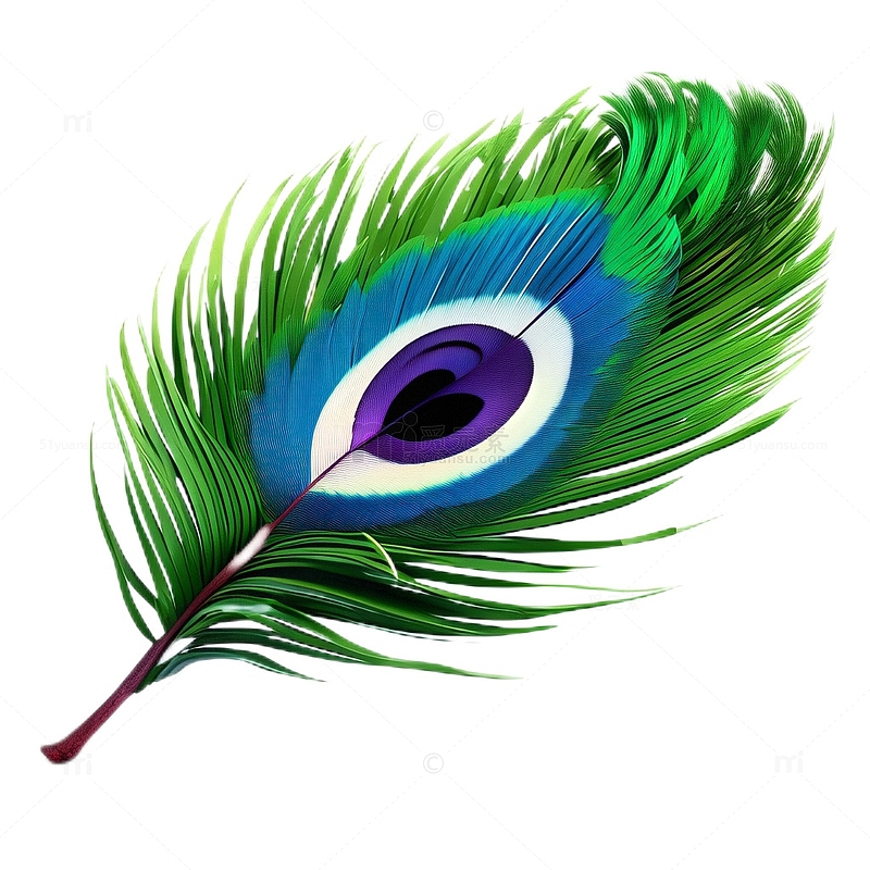3D立体卡通孔雀羽毛华丽绿色