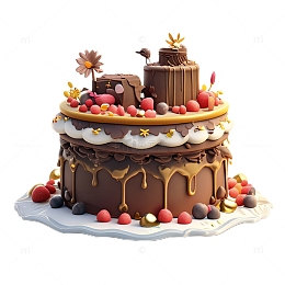 3D立体卡通巧克力蛋糕甜品