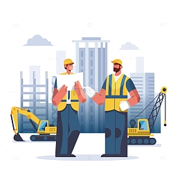 建筑建设工人插画元素