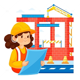 卡通城建施工插画