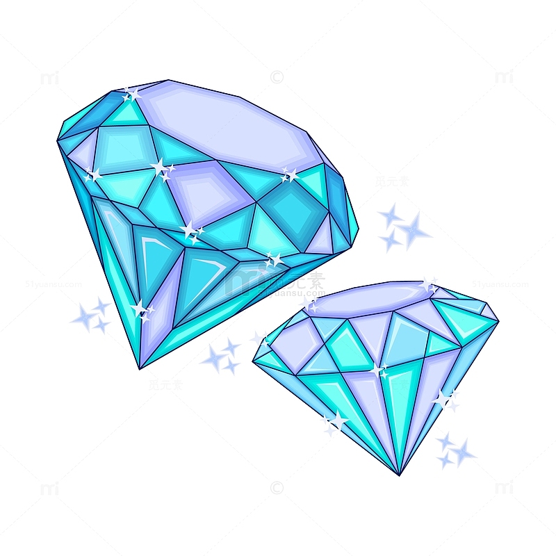 蓝紫色卡通钻石