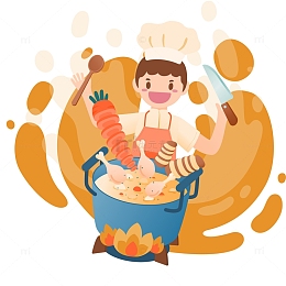 厨师烹饪料理插画元素