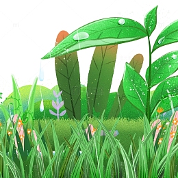 手绘春天的草地场景
