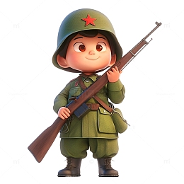 卡通步枪军人插画
